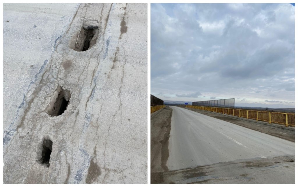 Pod peste Autostrada Transilvania, pericol pentru șoferi. "Se rupe efectiv drumul"