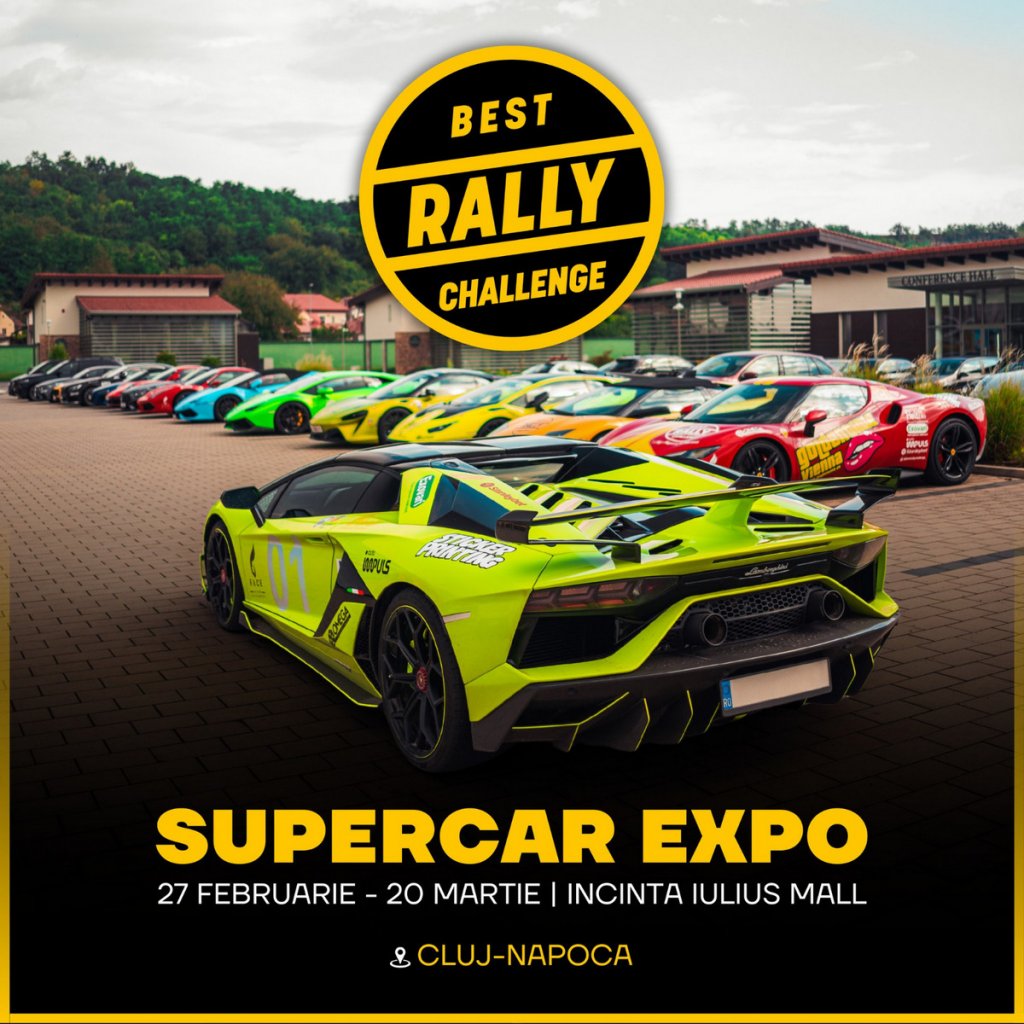 Best Rally Challenge a adus o expoziție de supercars în Iulius Mall: Lamborghini Urus, Audi R8, Mercedes-Benz AMG și multe altele