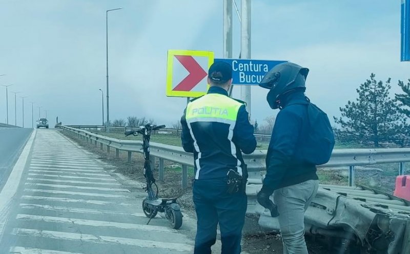 Inconștiență. Un tânăr a fost prins circulând cu trotineta pe autostradă