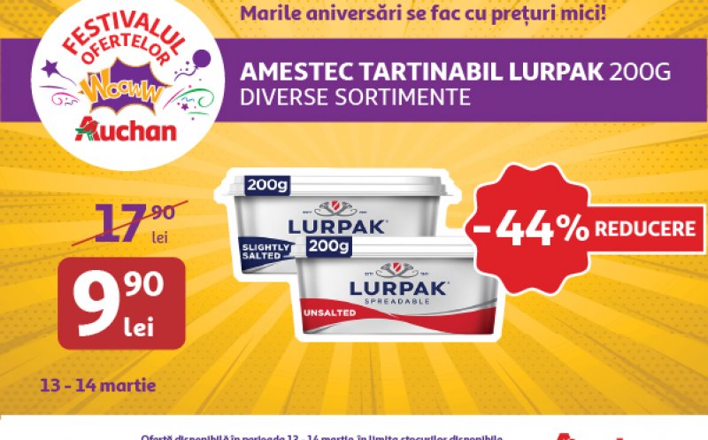 La Festivalul Ofertelor Woww la Auchan, ai reduceri de până la 50% la sute și sute de produse. Descoperă ofertele zilei! 