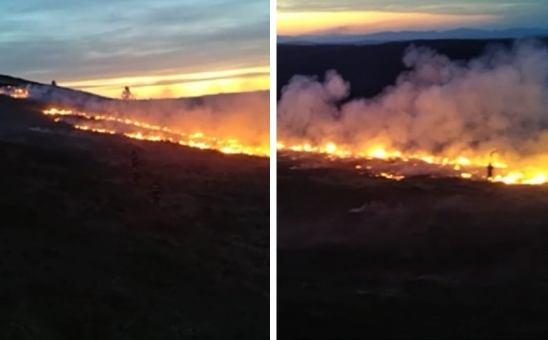 Zeci de hectare pârjolite în cinci comune din Cluj. Pompierii continuă lupta cu incendiile de vegetație uscată