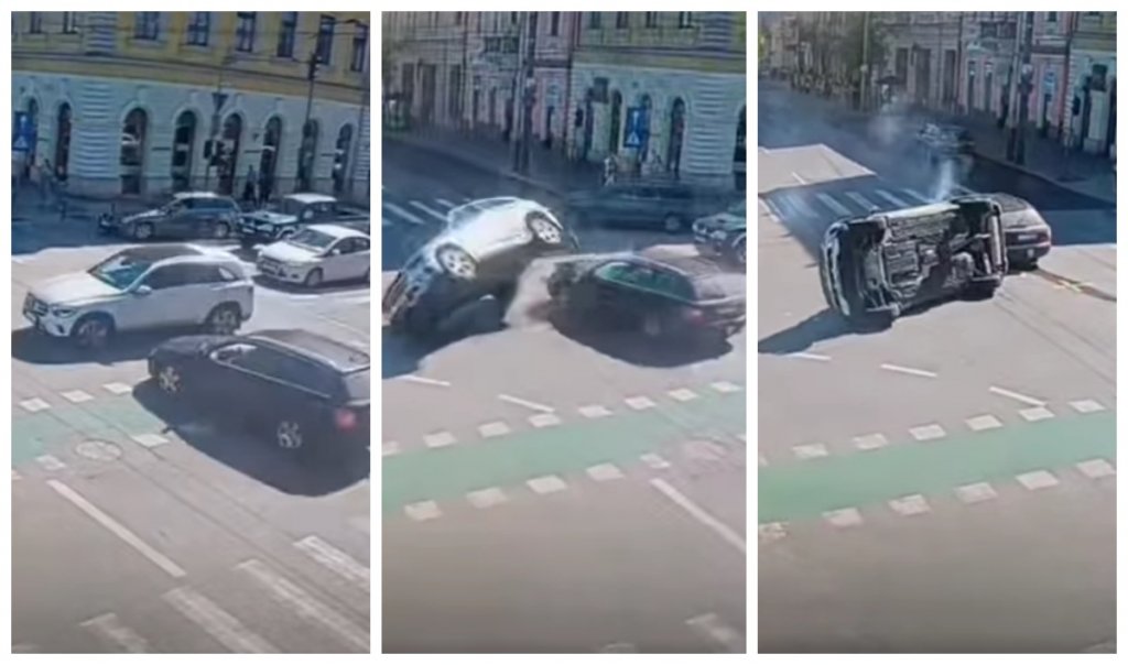 Cum s-a produs accidentul din zona Teatrului Național din Cluj-Napoca, în urma căruia o mașină s-a răsturnat și 2 oameni au ajuns la spital