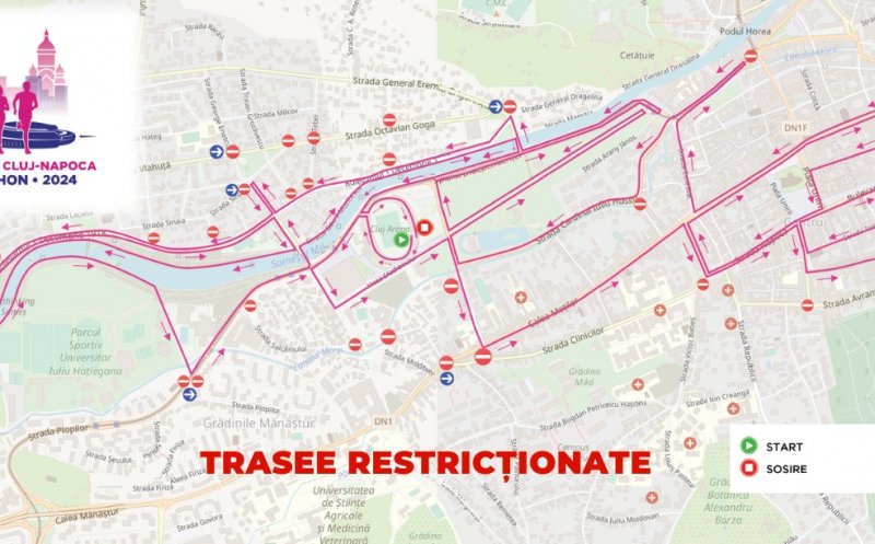 Restricții de circulație în centrul Clujului, duminică, pentru desfășurarea unui maraton