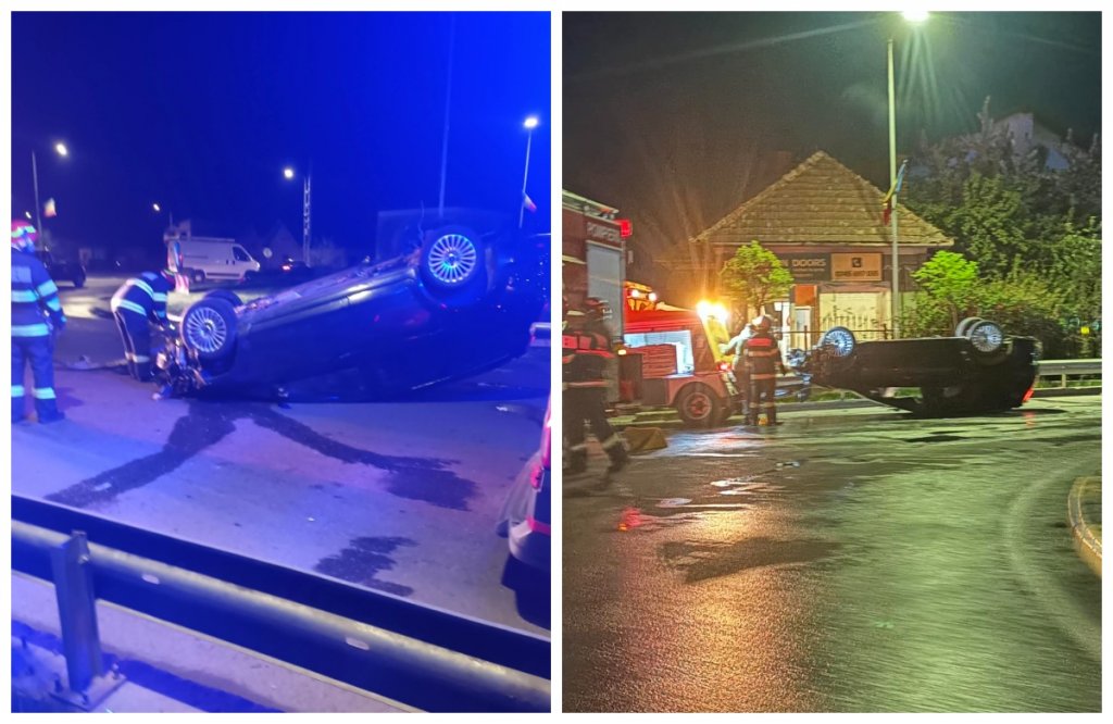 Accident grav în Florești. O mașină a ajuns cu roțile-n sus
