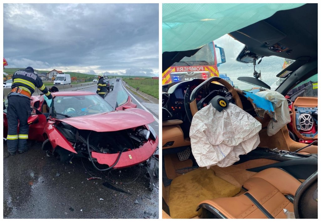 Cum s-a produs accidentul din Copăceni. Ferrari de 300.000 de euro, distrus complet