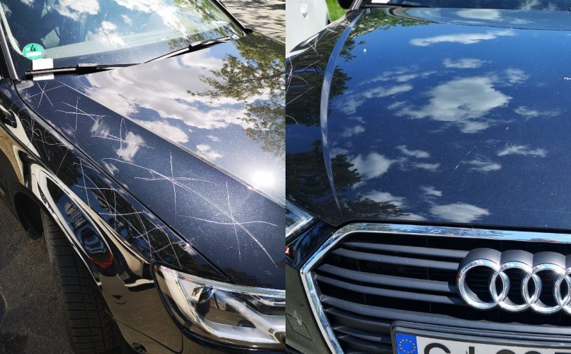 Vandalizarea continuă în Cluj-Napoca: De la geamuri sparte la "X și Zero" pe capota mașinii. Ce mesaj a lăsat presupusul vandal