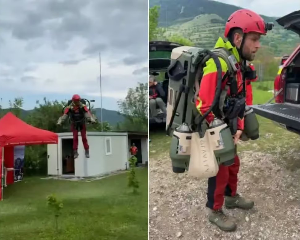 Premieră națională: Un jet-pack cu pilot a fost testat într-o comună din Ardeal. Drum de o oră jumăte, făcut în două minute