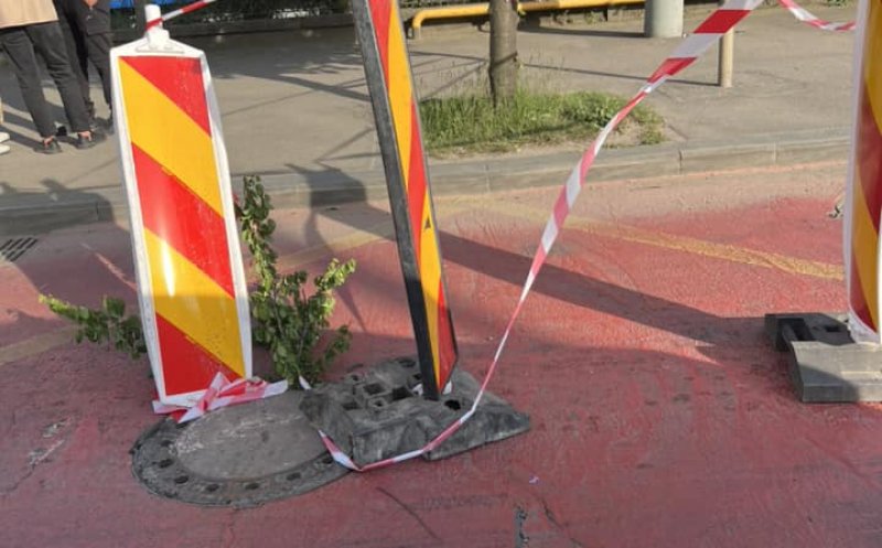 Cluj-Napoca: Aglomerație de 3-4 km pentru un capac de canal "semnalizat cu... crengi"