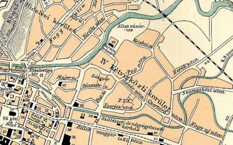 Zona fostului abator, o hartă din 1897
