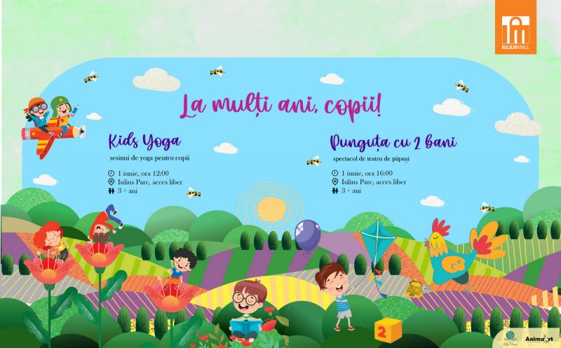 Sărbătoriți Ziua Internațională a Copilului la Iulius Mall Cluj, în acest weekend: Yoga for Kids și Teatru de Păpuși