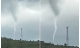 Fenomen spectaculos în județul Cluj. O tornadă a fost surprinsă în apropierea unui sat