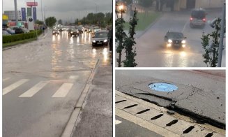 PRĂPĂD în Cluj-Napoca după ruperea de nori! Străzi inundate și copaci căzuți pe drum / "Capacele de la canal au sărit"