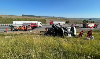 Accident între o mașină a drumarilor și un TIR, pe Autostrada Transilvania . Trafic restricționat