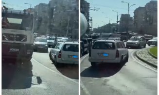 "A crezut că e în Londra". Un șofer a fost surprins în timp ce conducea pe contrasens într-un sens giratoriu din Cluj