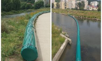 A fost montat barajul care va trebui să oprească gunoaiele să plutească pe Someș spre Cluj-Napoca