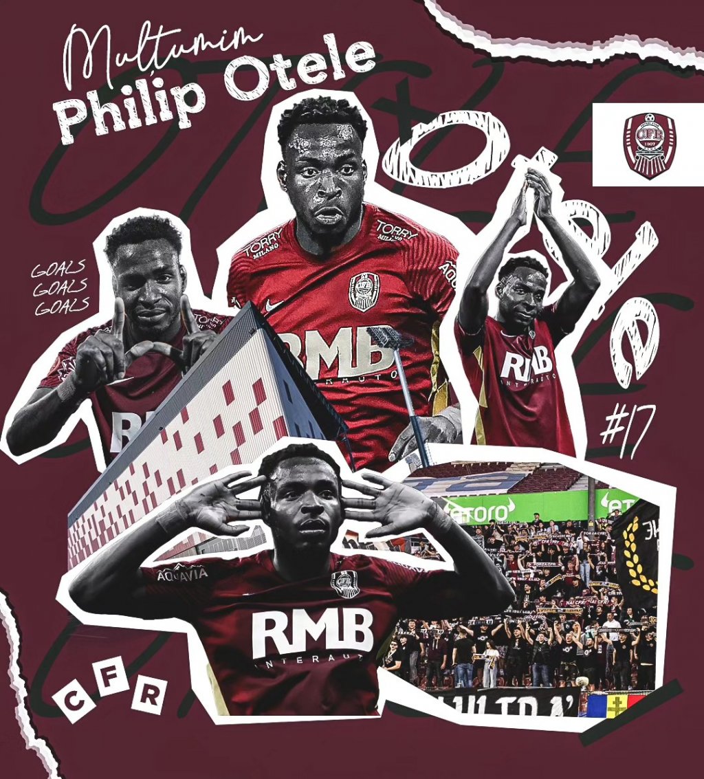 CFR Cluj a confirmat plecarea lui Philip Otele. Jucătorul a fost prezentat la noua sa echipă