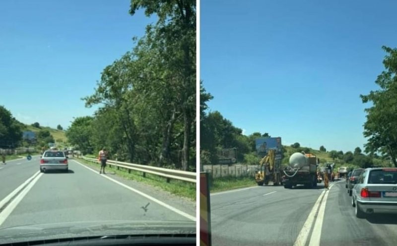 BLOCAJ în trafic între Cluj și Feleac, în plină CANICULĂ! Șoferii "fierb": "Cât de *** să fii să ai lucrări de carosabil în cea mai fierbinte zi din an"