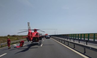 Accident pe autostradă în vestul țării: Opt persoane, printre care cinci copii, implicate / Elicopterul SMURD a intervenit
