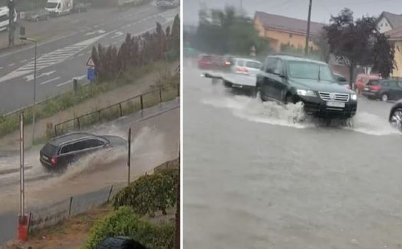 Ploaia torențială a făcut, din nou, ravagii la Cluj! Unele străzi s-au transformat în adevărate râuri