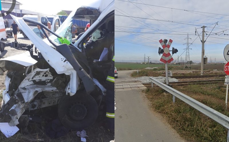 Cum s-a produs accidentul dintre o autoutilitară și un tren în Câmpia Turzii. Un bărbat a fost transportat la spital