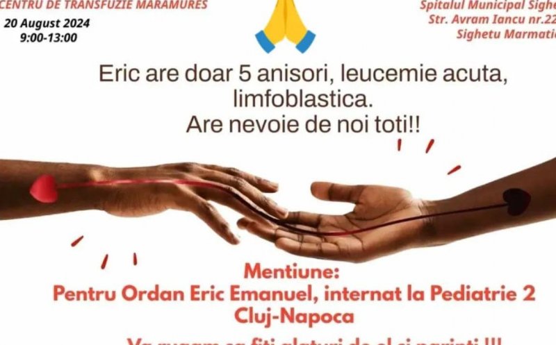 Apelul unui medic din Cluj pentru un băiețel diagnosticat cu leucemie: „Ajutați-l pe Eric să lupte pentru viața lui”