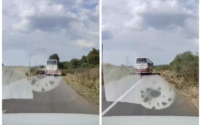 Tragedie evitată pe un drum din Cluj: Șoferul unui autocar a intrat pe contrasens și a scos o mașină de pe drum