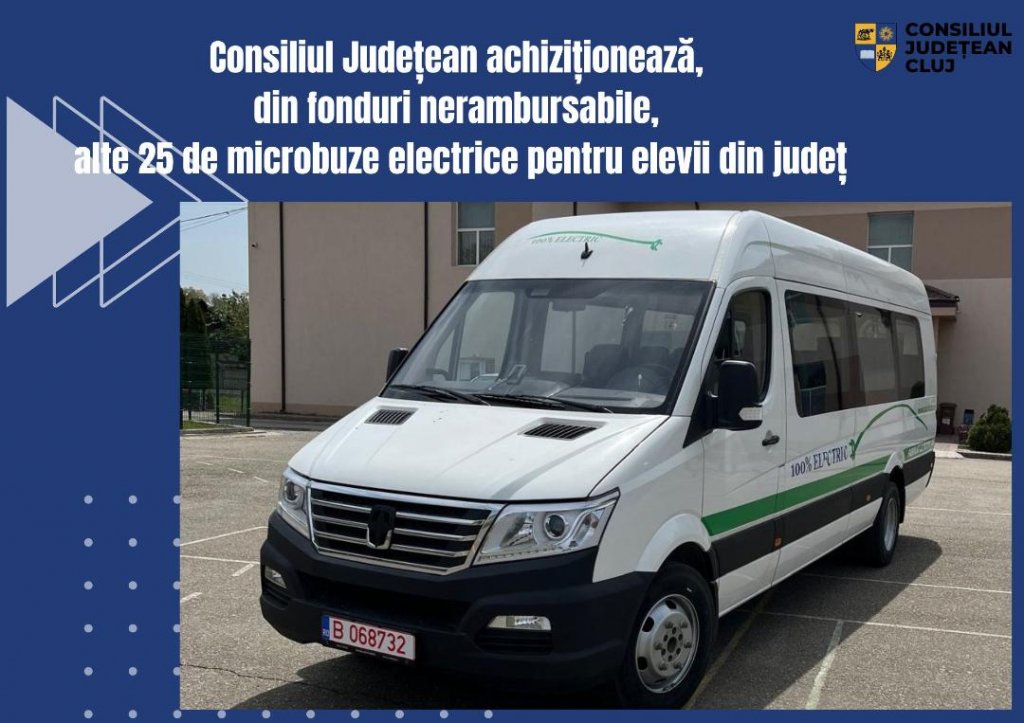 Încă 25 de microbuze electrice pentru elevii din Cluj / Alin Tișe: „Scopul este ca toți tinerii din județ să beneficieze de șanse egale de învățare”