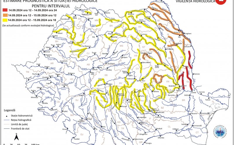 Hidrologii au emis noi atenţionări de viituri și inundații! Zonele cu Cod Roșu, Portocaliu și Galben/ Vizat și Clujul