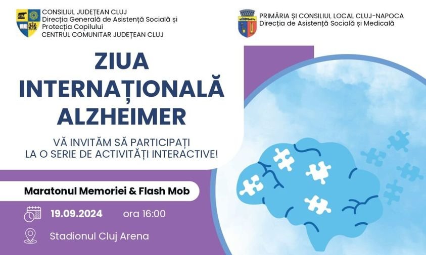 Clujul marchează Ziua Internațională Alzheimer: Maraton al Memoriei și Flash Mob, la Cluj Arena/ Înscrieri pentru testări gratuite a memoriei