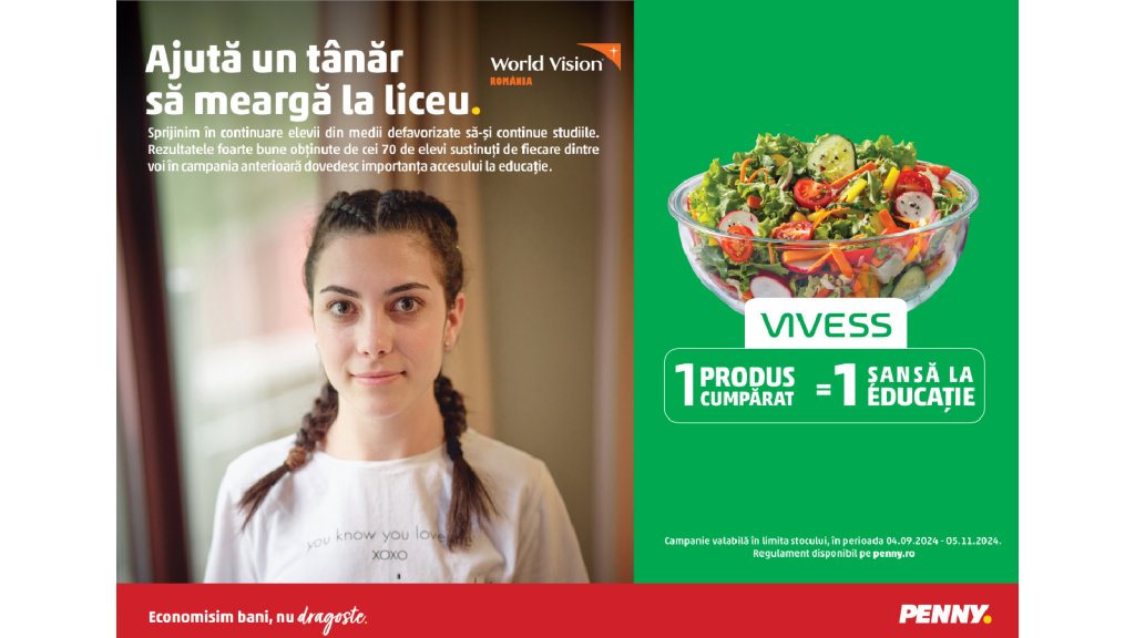 PENNY desfășoară o nouă campanie de loializare prin care clienții pot ajuta tinerii din medii defavorizate să meargă la liceu
