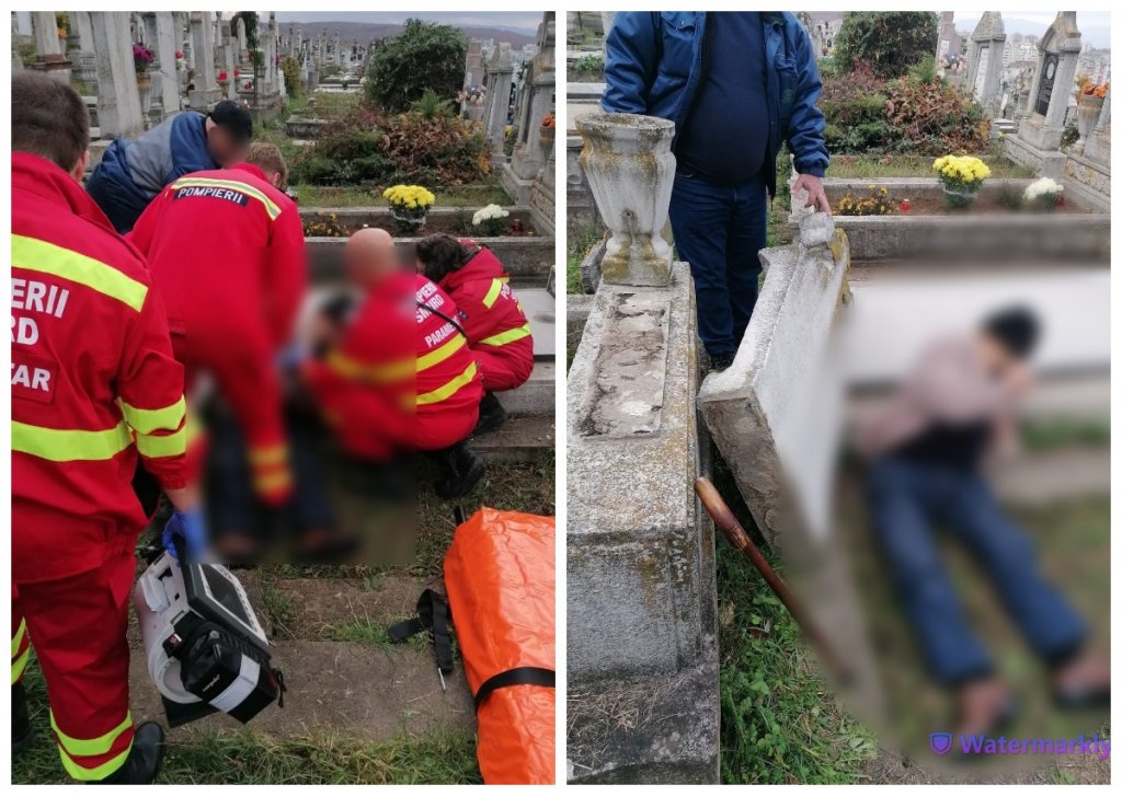 A vrut să aprindă o lumânare de Ziua Morților, dar a ajuns la ATI: O cruce a căzut peste un vârstnic într-un cimitir din Cluj