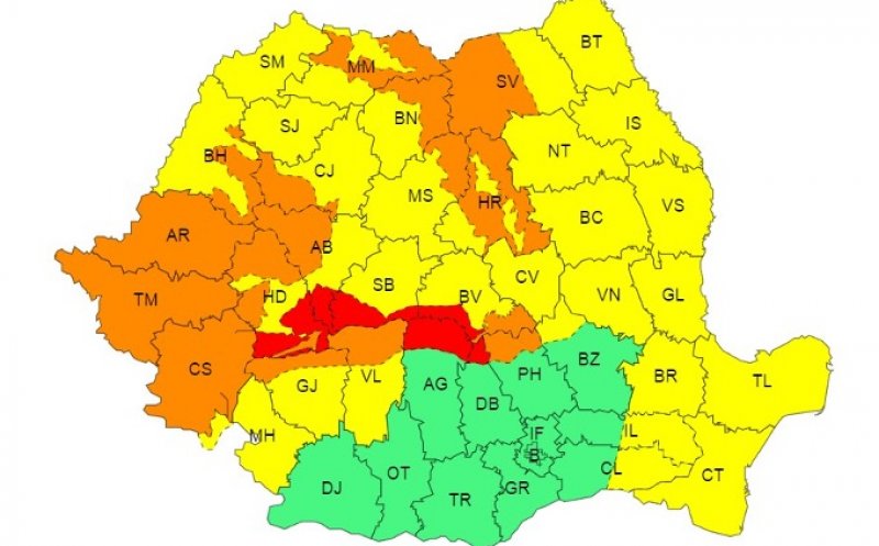 Cluj: COD GALBEN de intensificări ale vântului, ninsori, precipitații mixte și polei