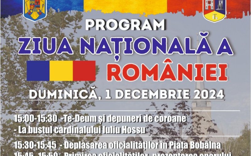 Ziua Naţională a României va fi sărbătorită duminică la Dej. Târgul de Crăciun își deschide porțile