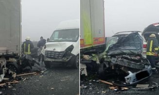 Accident cu 7 mașini pe autostrada A1. Ambulanțe, descarcerarea și pompierii, la fața locului