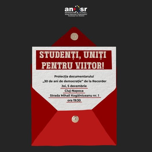 Manifestație pro-democrație a liderilor studenților din centrele universitare ale României, joi seara, la Cluj-Napoca