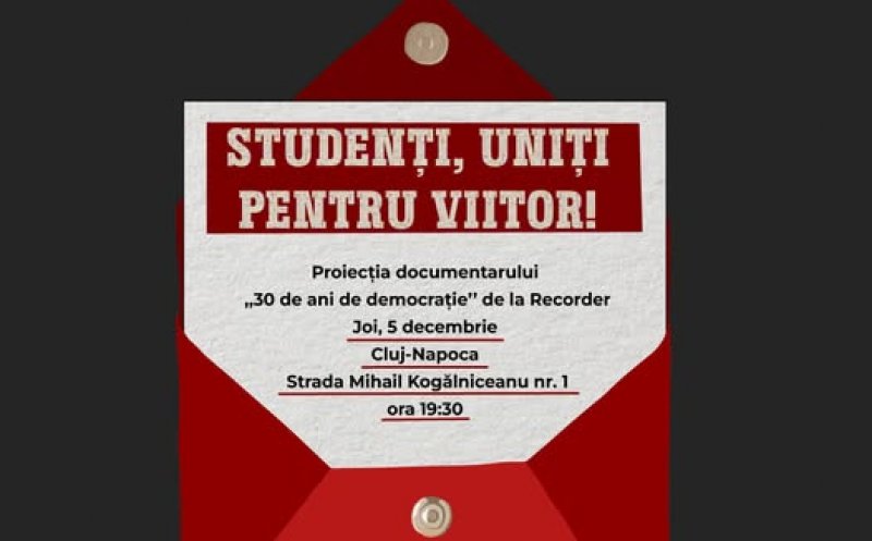 Manifestație pro-democrație a liderilor studenților din centrele universitare ale României, joi seara, la Cluj-Napoca