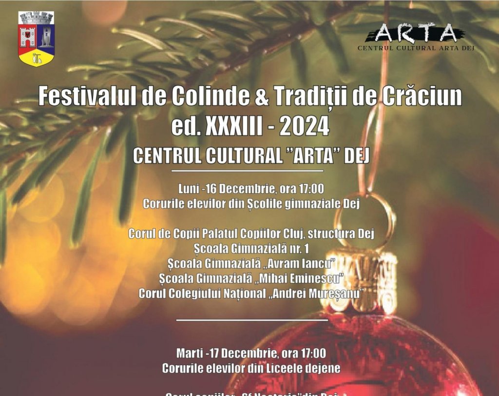 Festival de colinde la Dej, susținut de elevi și artiști locali