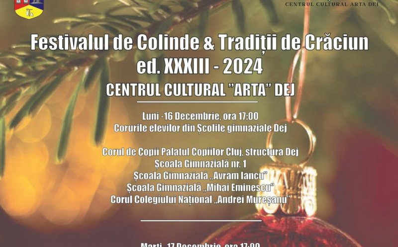 Festival de colinde la Dej, susținut de elevi și artiști locali