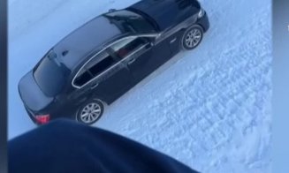 Gest iresponsabil: cu BMW-ul pe pârtie, la Borșa