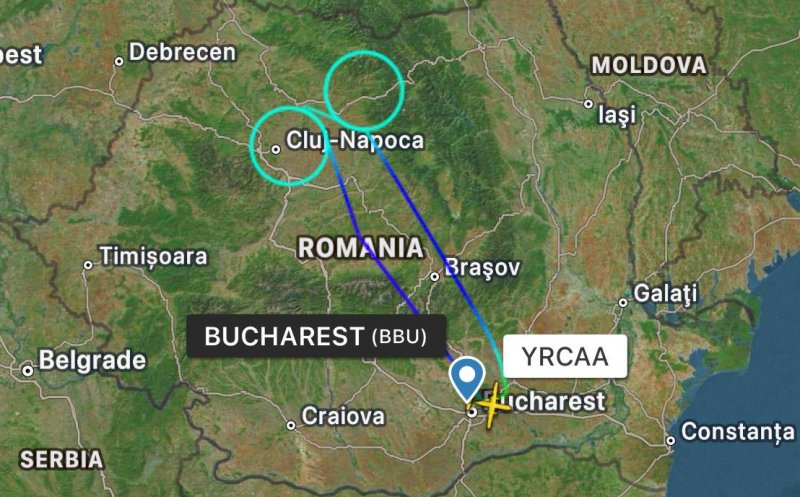 Avionul Autorității Aeronautice Civile Române (AACR) a "desenat" două cercuri perfecte în zona Clujului și a Bistriței