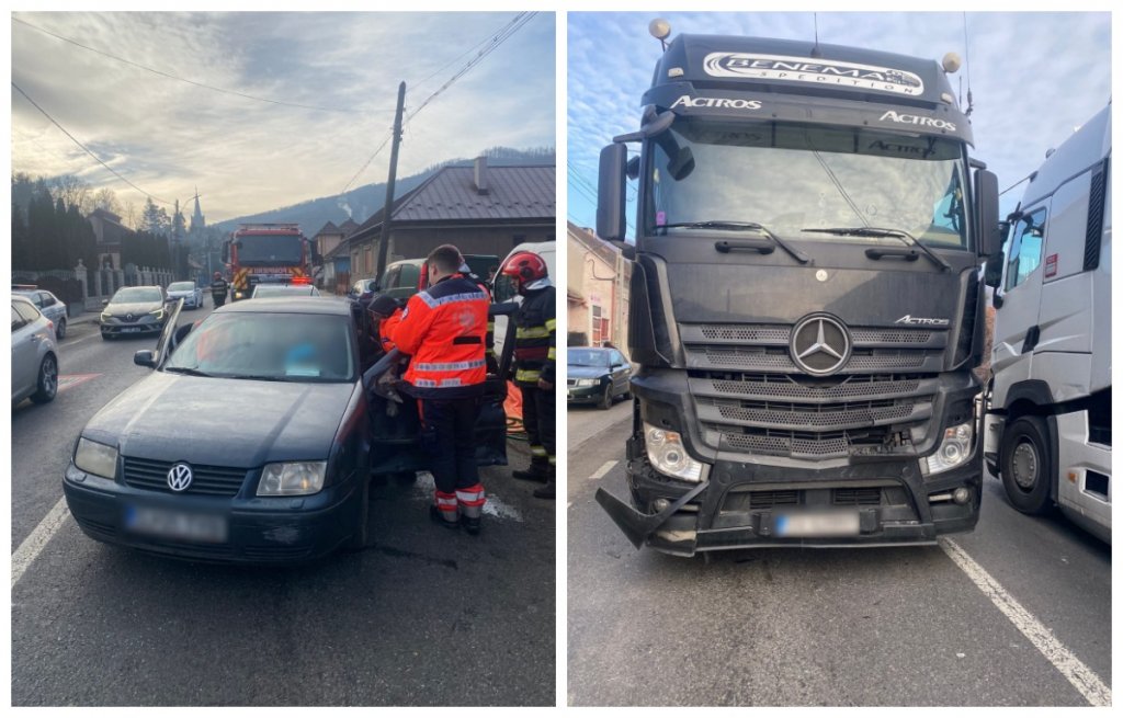 Accident între un camion și o mașină, în Cluj: Bărbat de 85 de ani, încarcerat