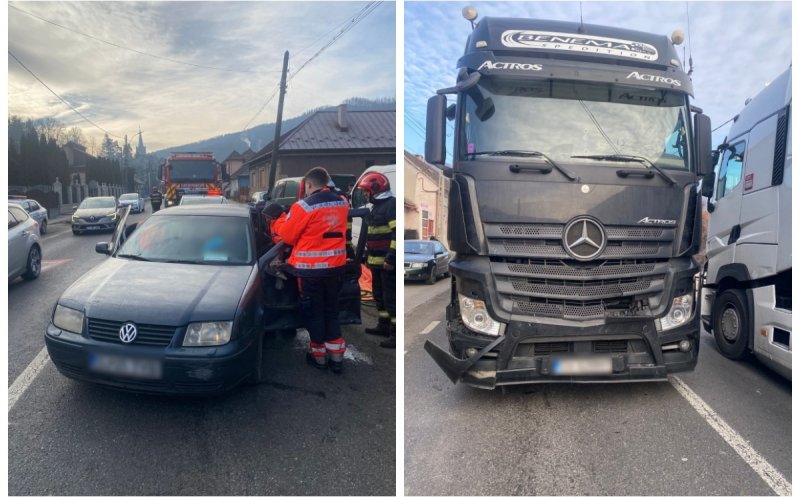 Accident între un camion și o mașină, în Cluj: Bărbat de 85 de ani, încarcerat
