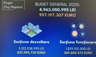 BUGETUL CLUJULUI 2025: 1 MILIARD DE EURO, jumătate din fonduri UE / Ce investiții sunt prevăzute pentru 2025