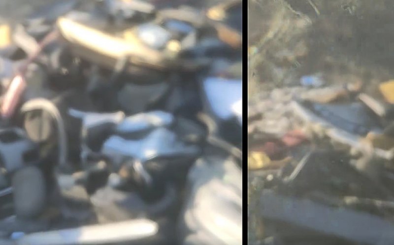 Deşeuri auto aruncate pe malul unui râu din Cluj