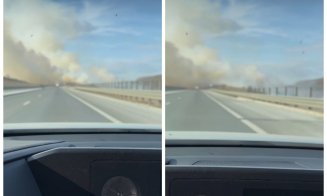 Incendiu puternic în Cluj: Fumul dens, vizibil de pe Autostrada Transilvania