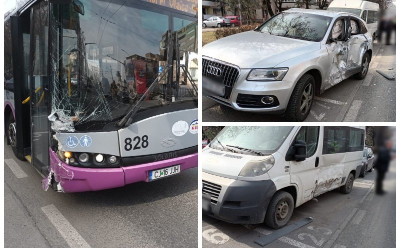 Cum s-a produs accidentul pe strada Aurel Vlaicu din Cluj: Patru răniți în urma unei coliziuni între o mașină și un autobuz