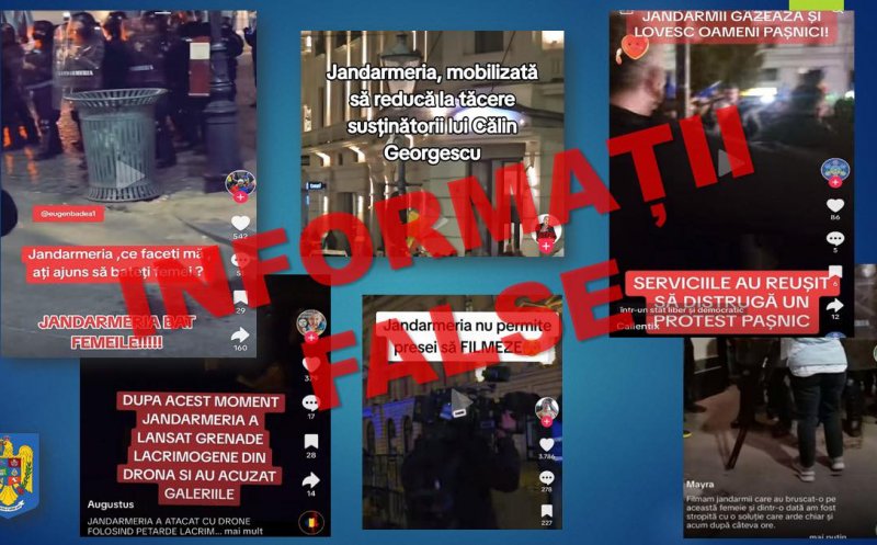 Informații false despre intervenția jandarmilor la proteste, răspândite pe internet. Ce spune Poliția Română