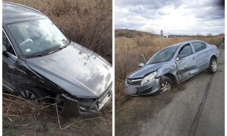 Accident între două mașini, în Cluj: Un bărbat și o femeie au fost transportați la spital