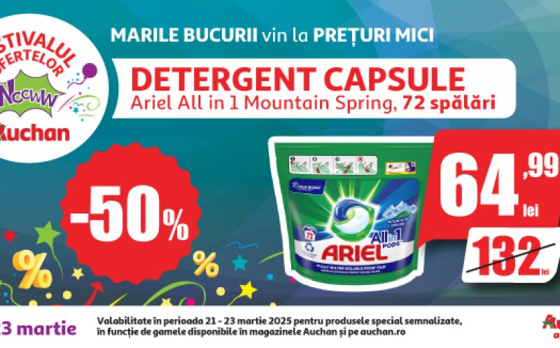 Reducerile mari continuă! Festivalul Ofertelor Wooww la Auchan aduce prețuri senzaționale!