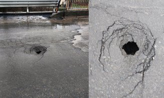 GAURĂ într-un pod din Dej / Pericol pentru circulaţia rutieră